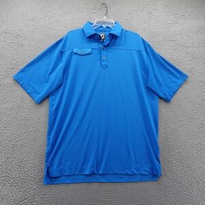 Footjoy Golf Lisle Faux Pocket Polo Shirt XL French Blue‎ Mens Athletic Fit Flex